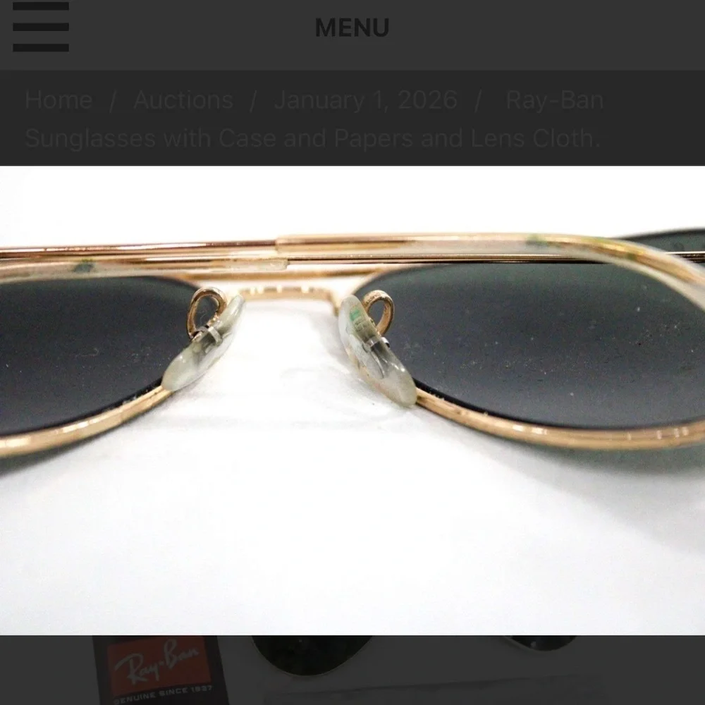 Ray-Ban Sunglasses with Case and Papers and Lens Cloth.